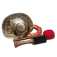 Singing Bowl, Buddhist Hand Beaten, With Fine Etching Carving, [vajrasattva], [select Accessories]