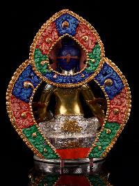 [yellow Jambhala] Buddhist Handmade Statue, [partly Gold Plated], [face Painted]