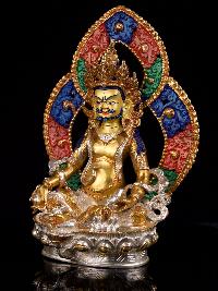 [yellow Jambhala] Buddhist Handmade Statue, [partly Gold Plated], [face Painted]