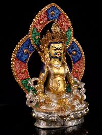 [yellow Jambhala] Buddhist Handmade Statue, [partly Gold Plated], [face Painted]
