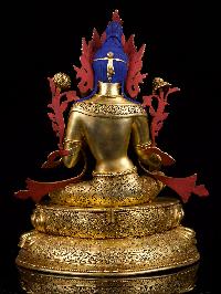 [green Tara] With Double Base, Buddhist Handmade Statue, [full Gold Plated], [face Painted]