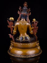 [green Tara], Buddhist Handmade Statue, [partly Gold Plated], [face Painted]