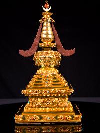 [stupa] Buddhist Handmade Statue With [full Gold Plated], [stone Setting]