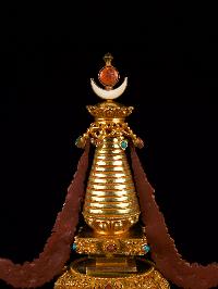 [stupa] Buddhist Handmade Statue With [full Gold Plated], [stone Setting]