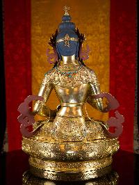 [vajrasattva] Buddhist Handmade Statue, [full Gold Plated],[stone Setting], [face Painted]