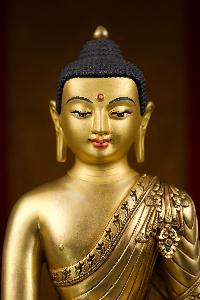 [shakyamuni Buddha] Buddhist Handmade Statue With Double Base, [full Gold Plated], [face Painted]