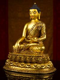 [shakyamuni Buddha] Buddhist Handmade Statue With Double Base, [full Gold Plated], [face Painted]