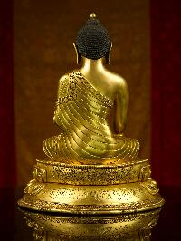[shakyamuni Buddha] Buddhist Handmade Statue With Double Base, [full Gold Plated], [face Painted]