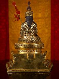 [padmasambhava] Or [guru Rinpochen] Buddhist Handmade Statue, [full Gold Plated],[stone Setting], [face Painted]