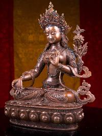 [white Tara] Buddhist Handmade Statue, With [chocolate Oxidized]