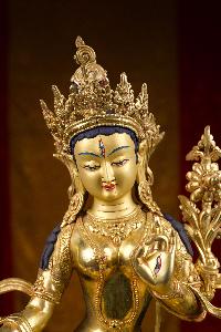 [white Tara]  Buddhist Handmade Statue, [full Gold Plated], [face Painted]