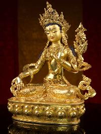 [white Tara]  Buddhist Handmade Statue, [full Gold Plated], [face Painted]