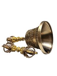 [bell And Dorje} Pure Bronze Bell And Dorje [vajra], Golden & Silver Plated Handle And Vajra