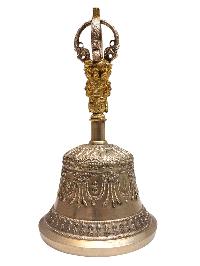 [bell And Dorje} Pure Bronze Bell And Dorje [vajra], Golden & Silver Plated Handle And Vajra