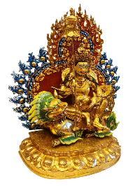 [jambhala: Namtose], Buddhist Handmade Large Statue, [full Gold Plated], [face Painted]
