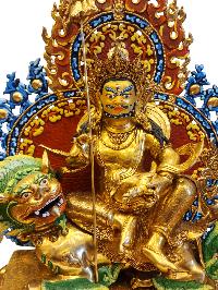 [jambhala: Namtose], Buddhist Handmade Large Statue, [full Gold Plated], [face Painted]