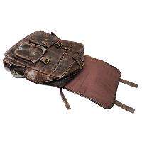 Himalayan Yak Leather [back Pack Bag], [2 Zip] And [pocket] With [ Leather Stripe Lock]