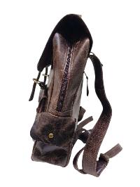 Himalayan Yak Leather [back Pack Bag], [2 Zip] And [pocket] With [ Leather Stripe Lock]