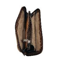Pure Leather Handmade Purse [brown], [4 Pocket], [2 Zip]