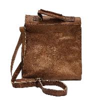 Himalayan Yak Leather Office Shoulder Bag [1 Pockets], [1 Zip], With [leather Stripe Lock]