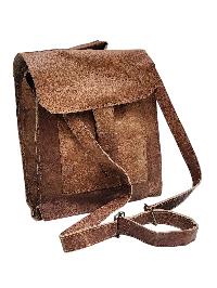 Himalayan Yak Leather Office Shoulder Bag [1 Pockets], [1 Zip], With [leather Stripe Lock]