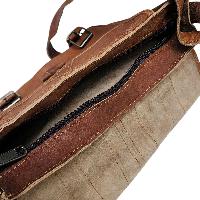 Himalayan Yak Leather Office Shoulder Bag [2 Pockets], [1 Zip], With [leather Stripe Lock]
