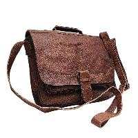 Himalayan Yak Leather Office Shoulder Bag [3 Pockets], [1 Zip], With [hook Lock]
