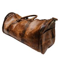Himalayan Yak Leather [luggege Bag], [2 Zip] And [4 Pocket]