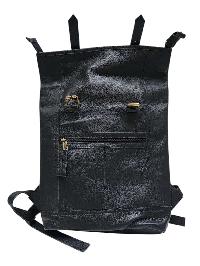 Himalayan Yak Leather [back Pack Bag], [2 Zip] And [2 Pocket] With [leather Stripe Lock]