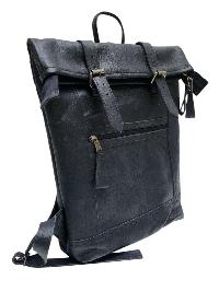 Himalayan Yak Leather [back Pack Bag], [2 Zip] And [2 Pocket] With [leather Stripe Lock]