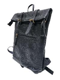 Himalayan Yak Leather [back Pack Bag], [2 Zip] And [2 Pocket] With [leather Stripe Lock]