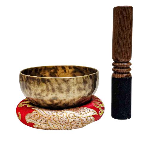 Singing Bowl, Buddhist Hand Beaten, With [] Carved Inside, [select Accessories]