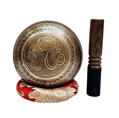 Buddhist Machine Made Singing Bowl, [mantra] Carved Inside, [select Accessories]