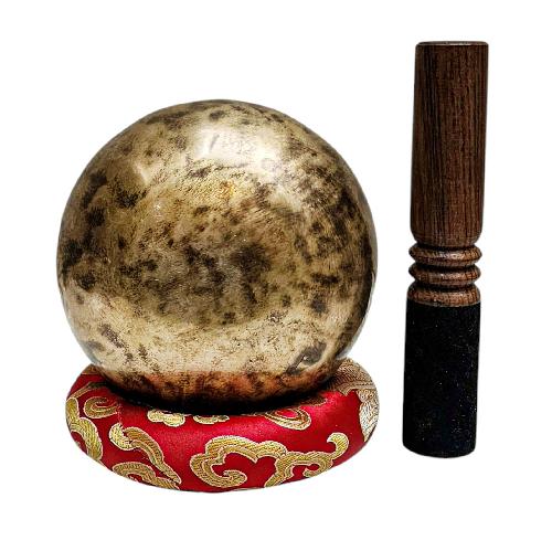 [full Moon Bowl], Moon Carved, Buddhist Hand Beaten Singing Bowl, Antique Finishing, [select Accessories]