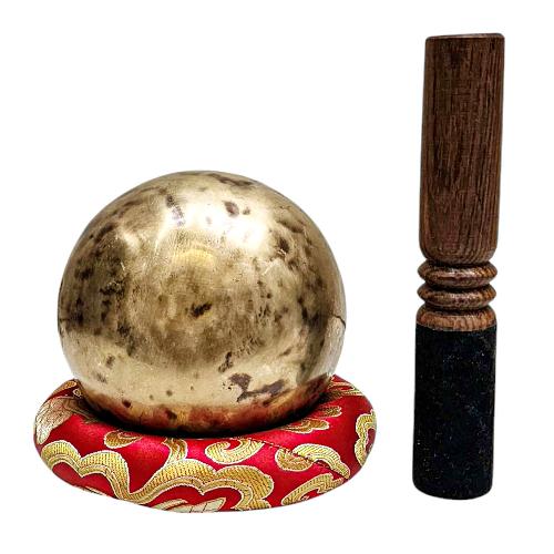 [full Moon Bowl], Moon Carved, Buddhist Hand Beaten Singing Bowl, Antique Finishing, [select Accessories]