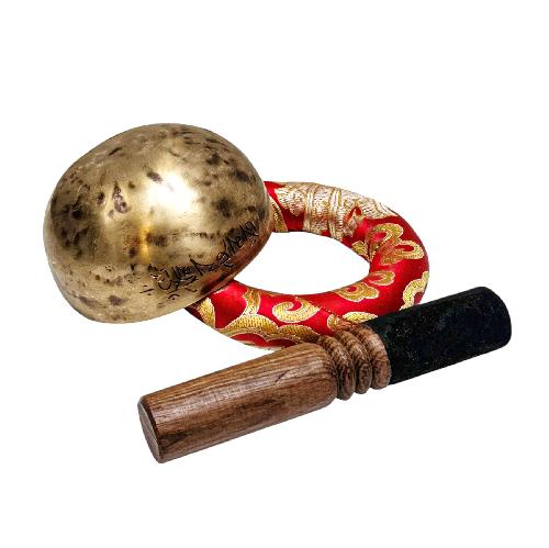[full Moon Bowl], Moon Carved, Buddhist Hand Beaten Singing Bowl, Antique Finishing, [select Accessories]