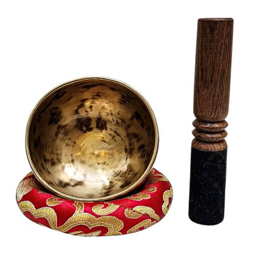 [full Moon Bowl], Moon Carved, Buddhist Hand Beaten Singing Bowl, Antique Finishing, [select Accessories]
