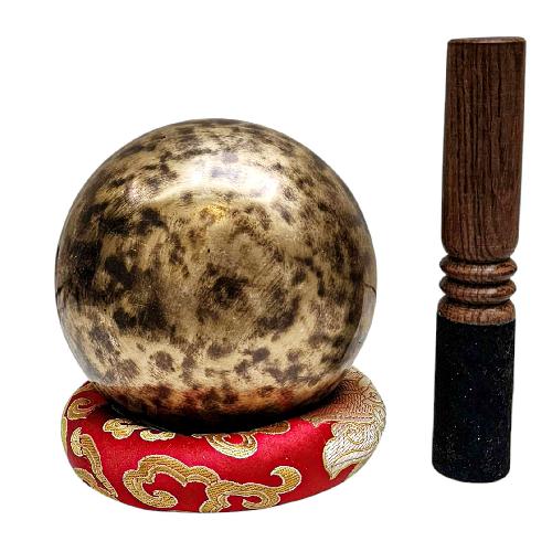 [full Moon Bowl], Moon Carved, Buddhist Hand Beaten Singing Bowl, Antique Finishing, [select Accessories]
