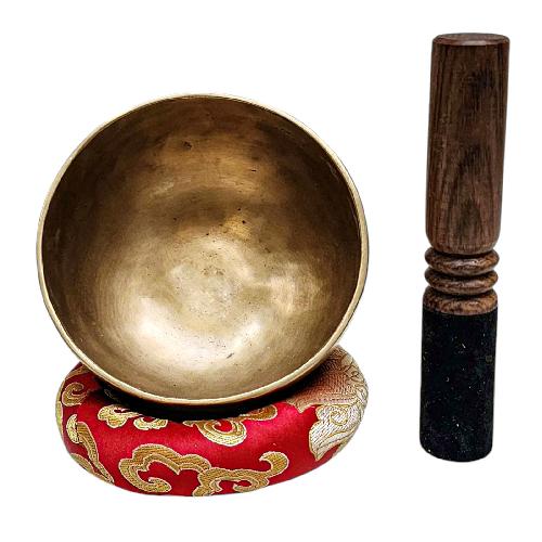 [full Moon Bowl], Moon Carved, Buddhist Hand Beaten Singing Bowl, Antique Finishing, [select Accessories]