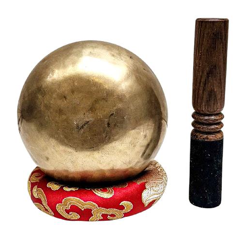 [full Moon Bowl], Moon Carved, Buddhist Hand Beaten Singing Bowl, Antique Finishing, [select Accessories]