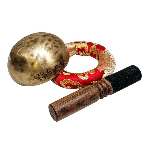 [full Moon Bowl], Moon Carved, Buddhist Hand Beaten Singing Bowl, Antique Finishing, [select Accessories]