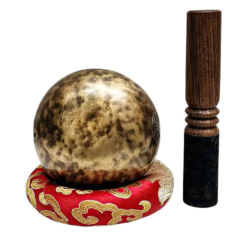 [full Moon Bowl], Moon Carved, Buddhist Hand Beaten Singing Bowl, Antique Finishing, [select Accessories]