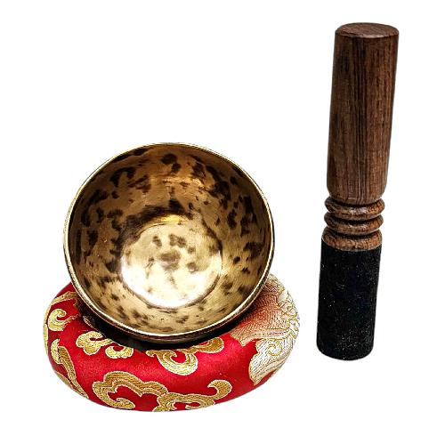 [full Moon Bowl], Moon Carved, Buddhist Hand Beaten Singing Bowl, Antique Finishing, [select Accessories]