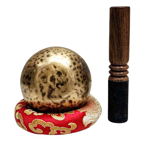 [full Moon Bowl], Moon Carved, Buddhist Hand Beaten Singing Bowl, Antique Finishing, [select Accessories]
