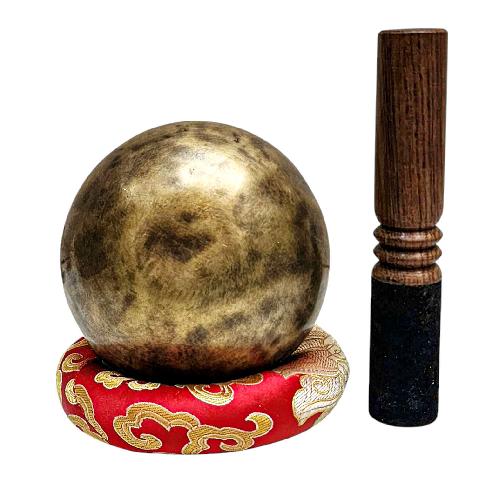 [full Moon Bowl], Moon Carved, Buddhist Hand Beaten Singing Bowl, Antique Finishing, [select Accessories]
