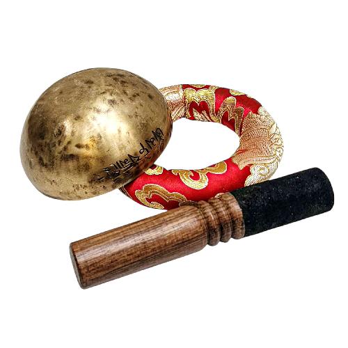 [full Moon Bowl], Moon Carved, Buddhist Hand Beaten Singing Bowl, Antique Finishing, [select Accessories]