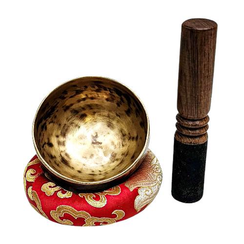 [full Moon Bowl], Moon Carved, Buddhist Hand Beaten Singing Bowl, Antique Finishing, [select Accessories]