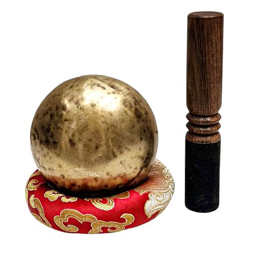 [full Moon Bowl], Moon Carved, Buddhist Hand Beaten Singing Bowl, Antique Finishing, [select Accessories]