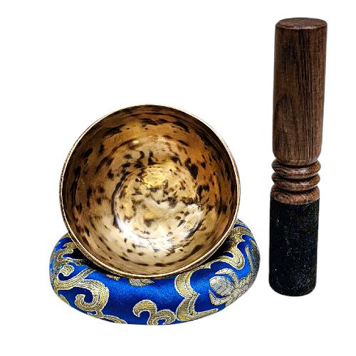 [full Moon Bowl], Moon Carved, Buddhist Hand Beaten Singing Bowl, Antique Finishing, [select Accessories]