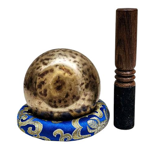 [full Moon Bowl], Moon Carved, Buddhist Hand Beaten Singing Bowl, Antique Finishing, [select Accessories]